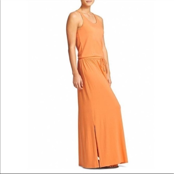 Athleta Cressida Silk Blend Racerback Maxi Dress in Orange Size Medium‎ - Picture 1 of 9